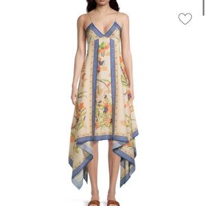 Rebecca Taylor 100% Silk Phoenix Handkerchief Hem Asymmetrical Dress Size 2